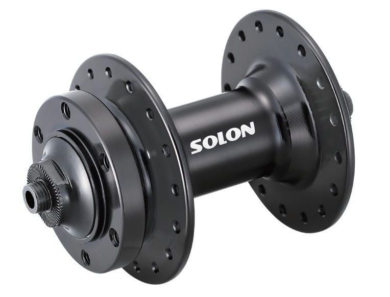 Втулка передняя Solon DH901YF 36H DISC M9*100mm, эксцентрик, крепление IS6, 2 промподшипника, черная