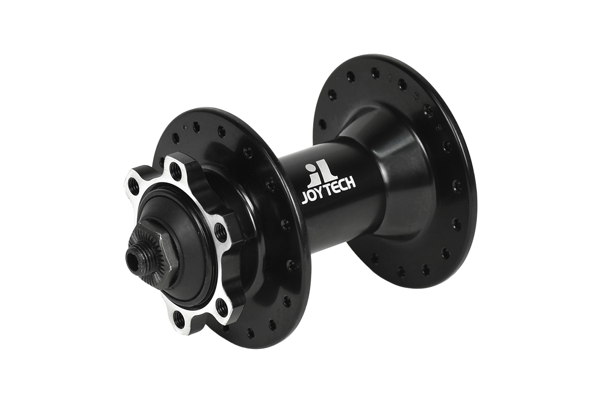 Втулка Joytech D761DSE-SL передняя, алюминиевая, под диск, крепление IS6, 6 болтов, 32Н 9x108x100, с эксцентриком, черная